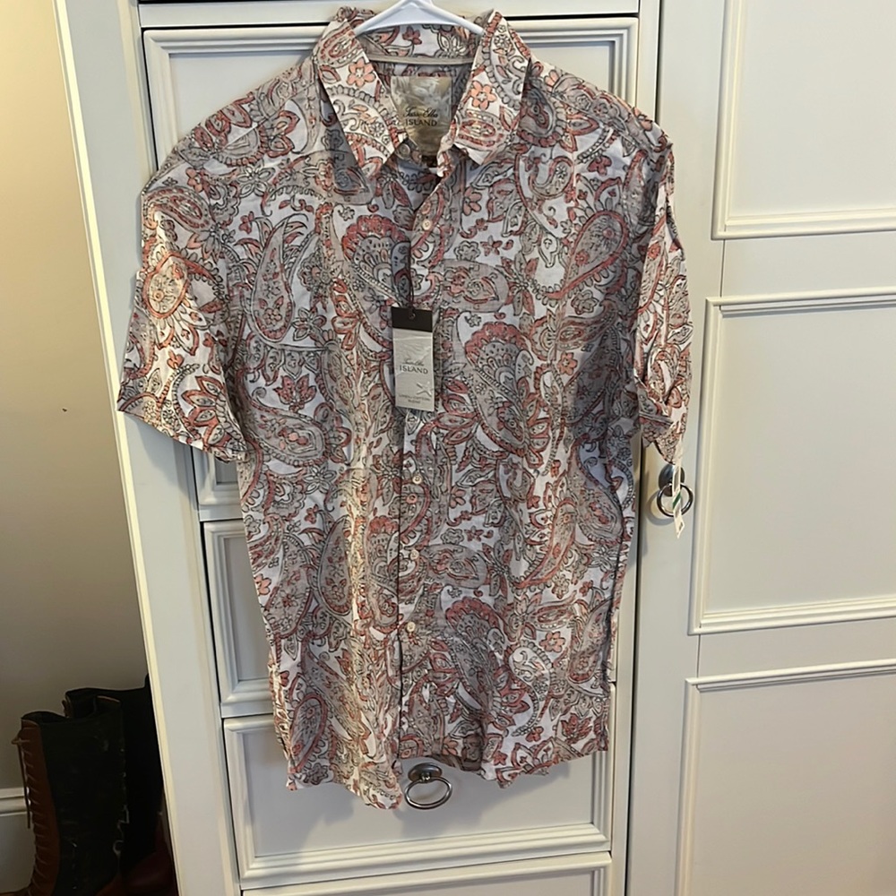 NWT Size L Linen Blend Men’s Paisley Shirt